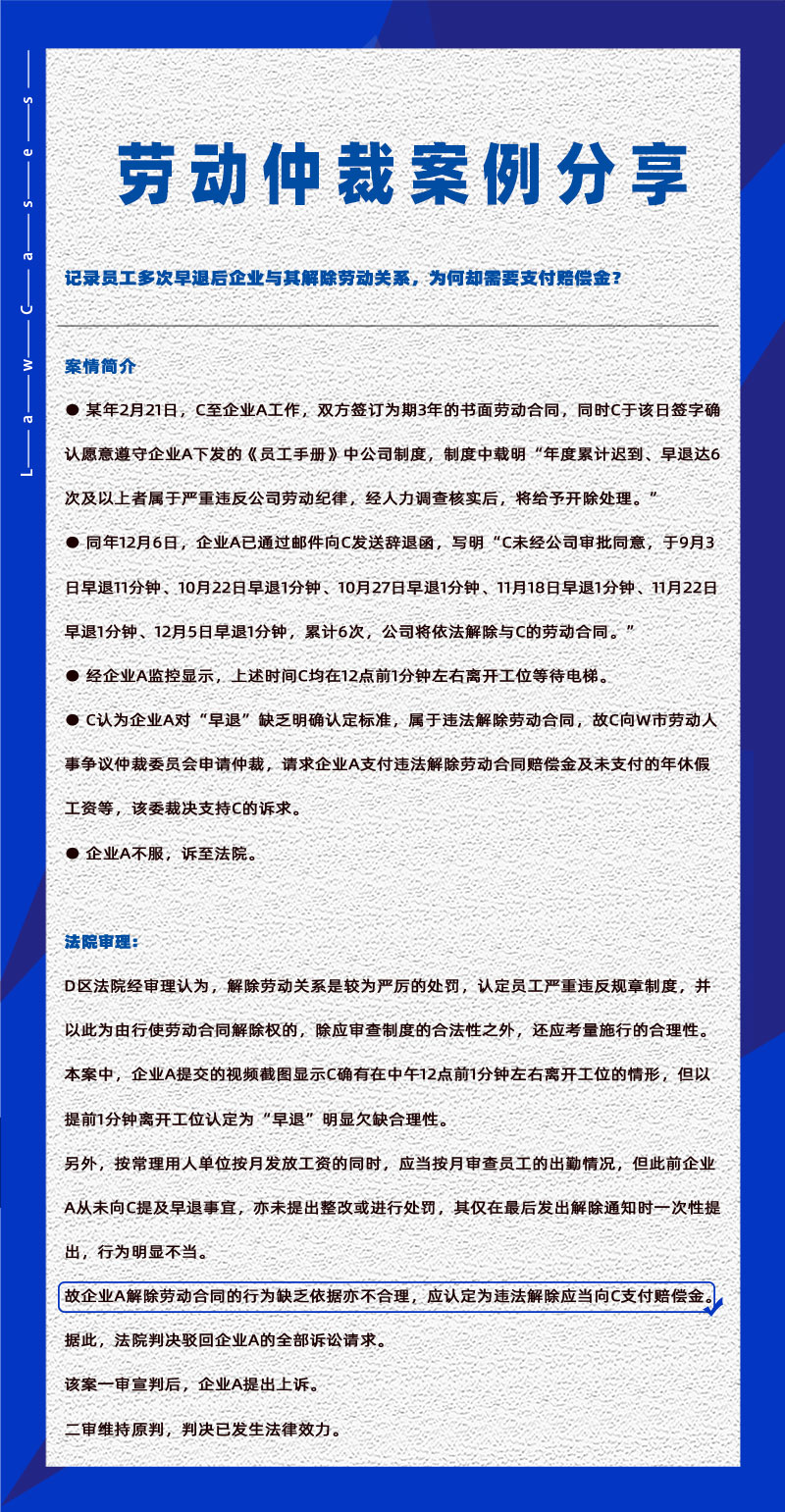 尊龙凯时科技eHR系统相关劳动仲裁案件分享20241227：显着早退多次为何不可扫除劳动关系